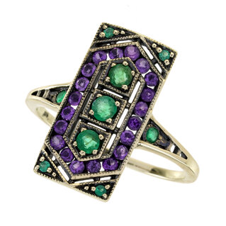 Emerald Amethyst Cocktail Ring (R3192-A)
