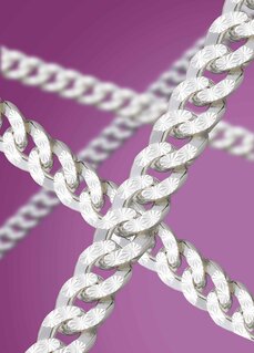 Catena Light Flat Cuban in argento con disegno a stella